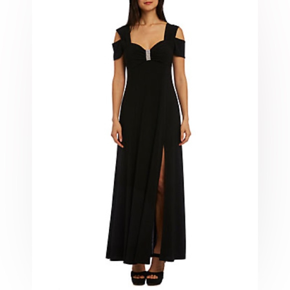 R & M Richard’s Black Cold Shoulder Gown